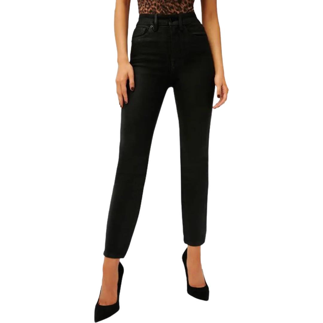 Good American Good Classic Coated Ankle Straight Leg Jeans
