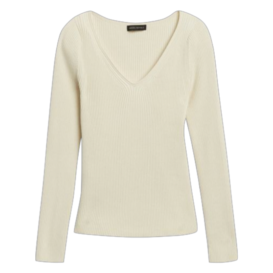 Ribbed V-Neck Sweater Top | Banana Republic