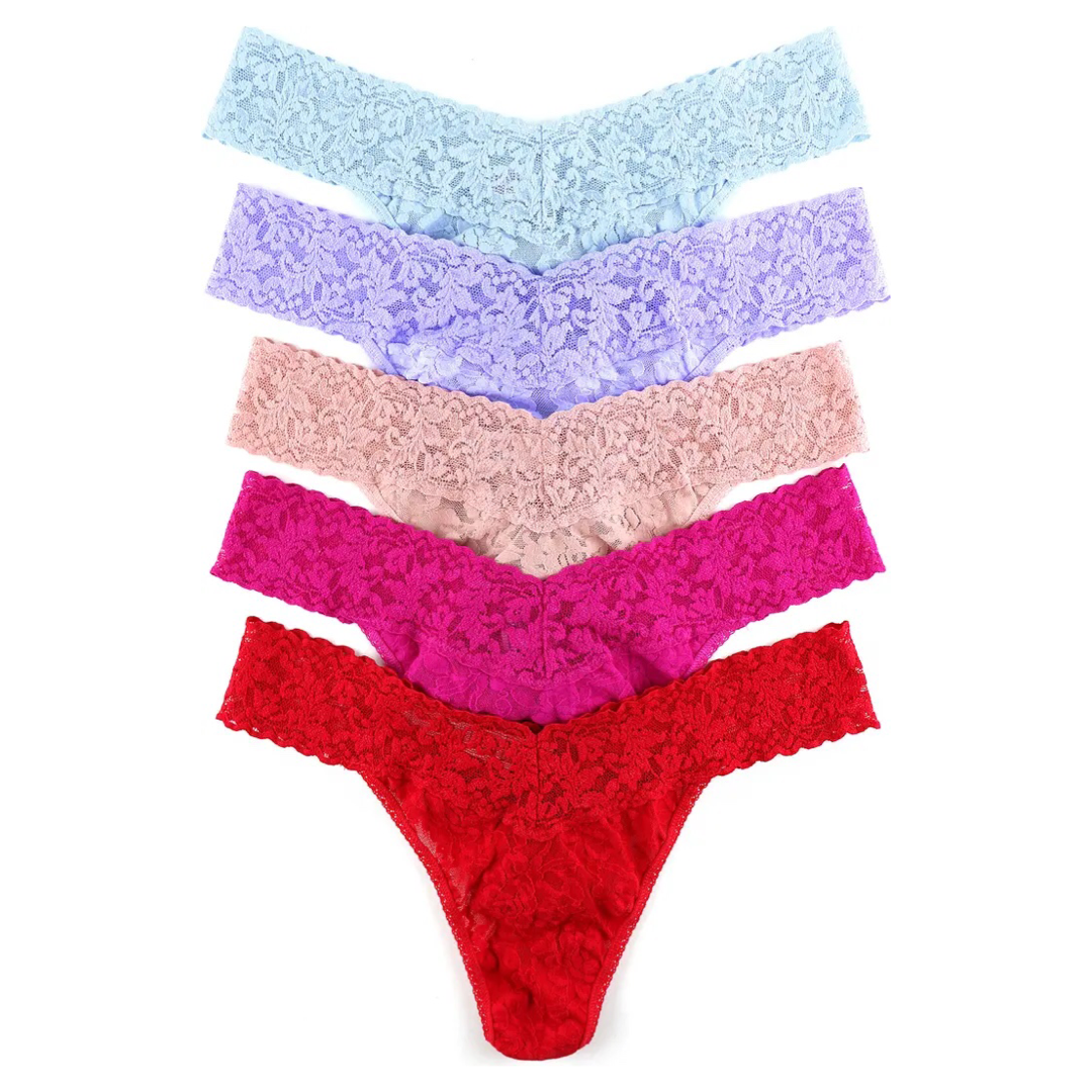 Assorted 5-Pack Original Rise Lace Thongs | Hanky Panky