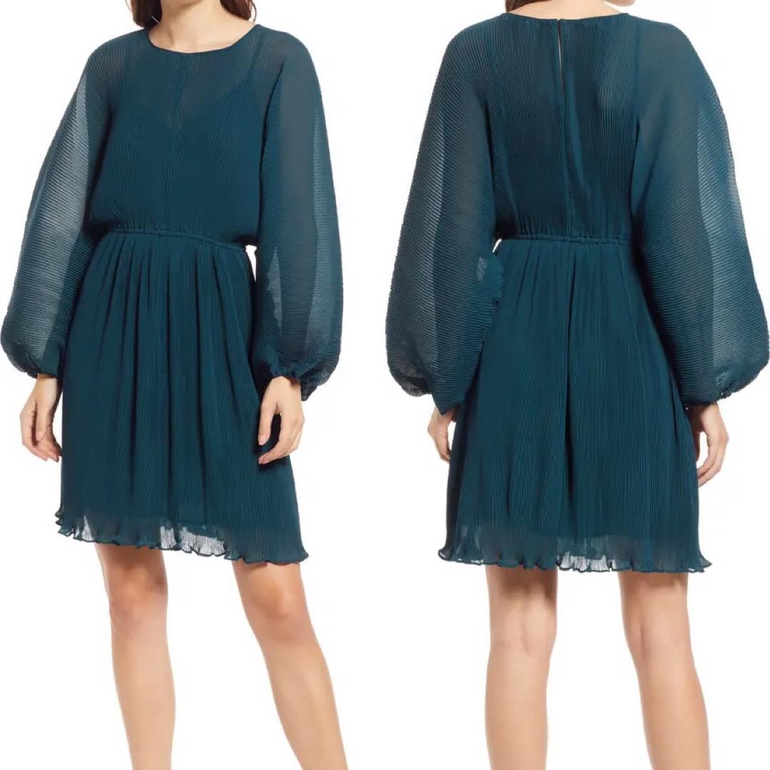 Pleated Long Sleeve Minidress | FLORET STUDIOS