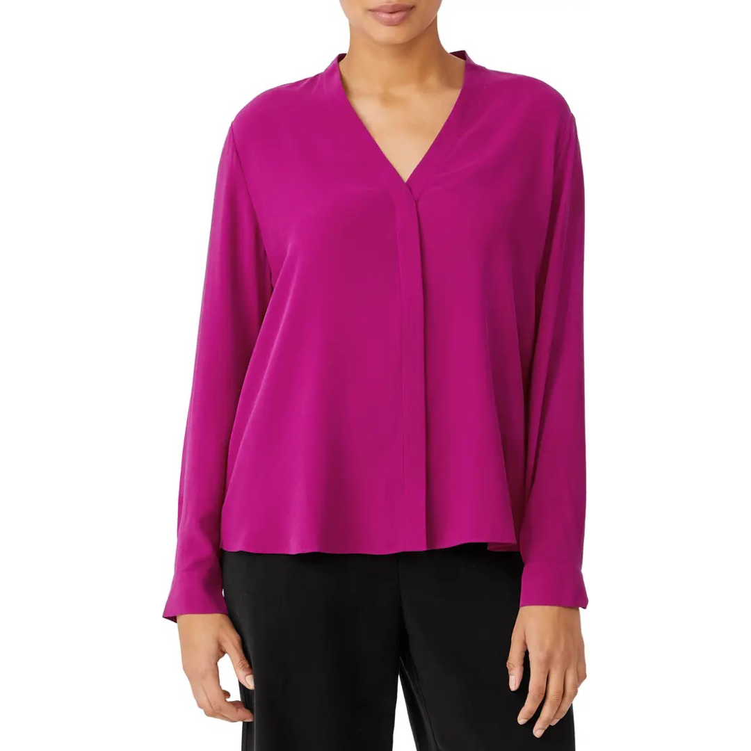 V-Neck Silk Crepe Blouse | Eileen Fisher V-Neck Silk Crepe Blouse | Eileen Fisher