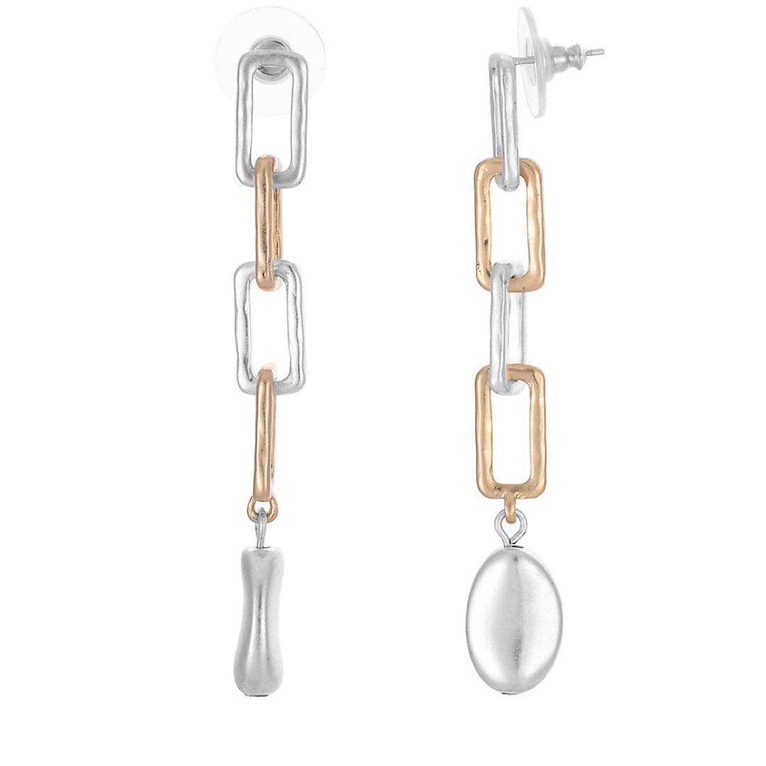 Two Tone Paper Clip Dangle Earrings | Bella Uno