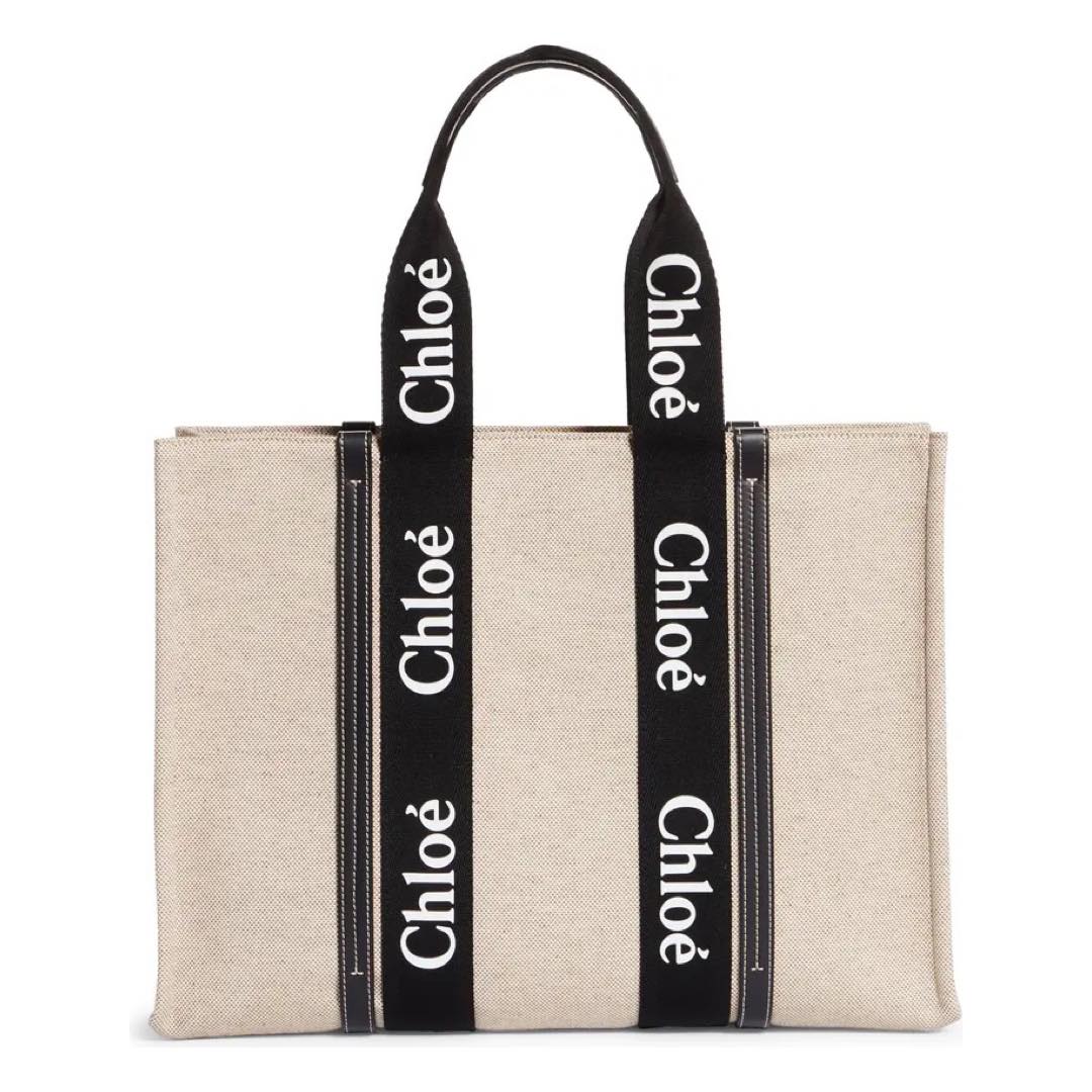 Large Woody Logo Strap Canvas Tote | Chloe