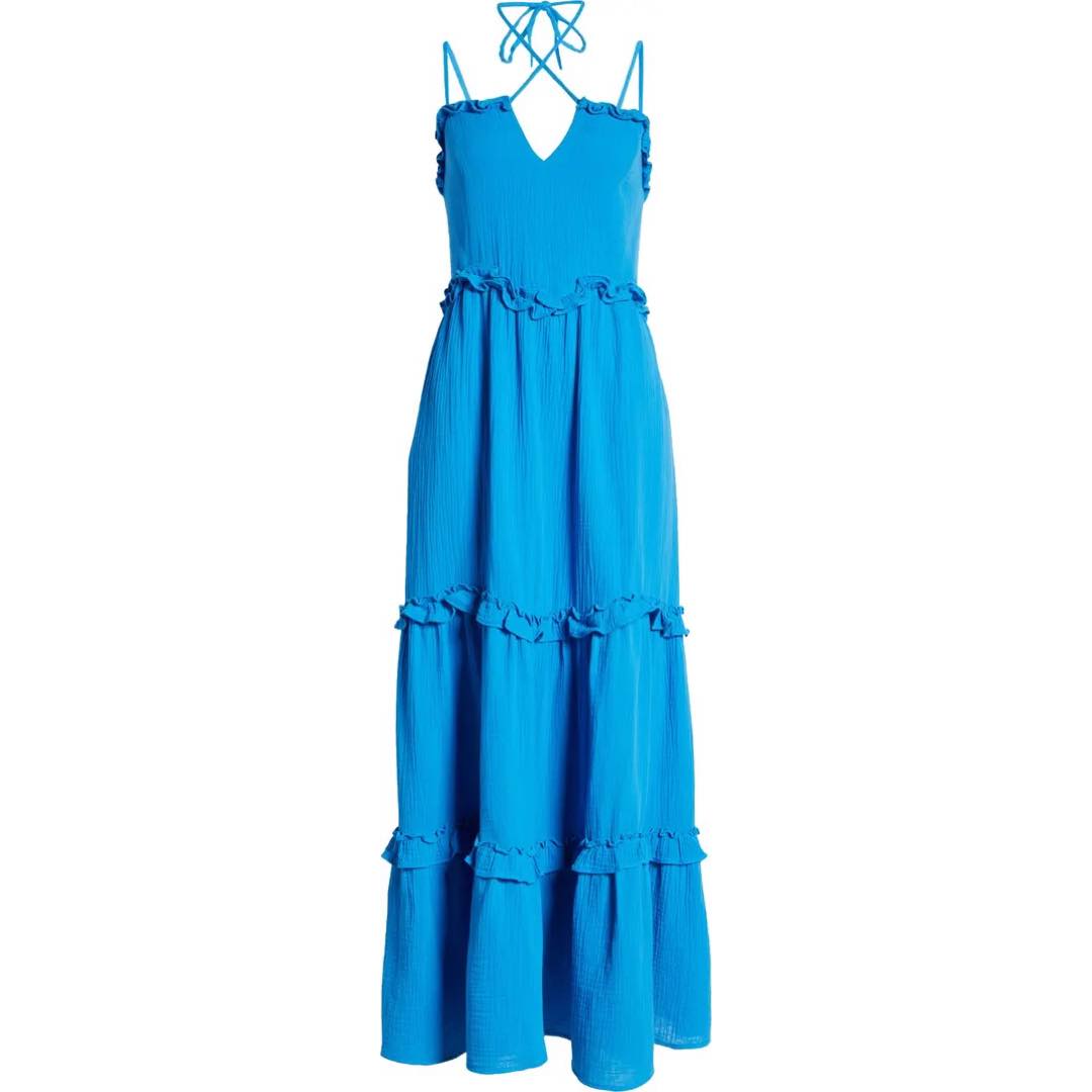 Tiered Ruffle Cotton Maxi Dress | BTFL-LIFE