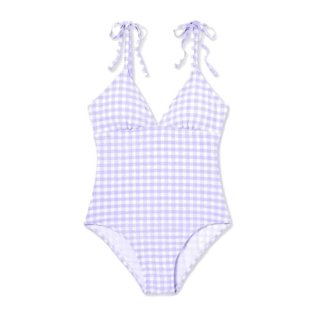 Women's Shoulder Tie Gingham Medium Coverage One Piece Swimsuit - Kona Sol™