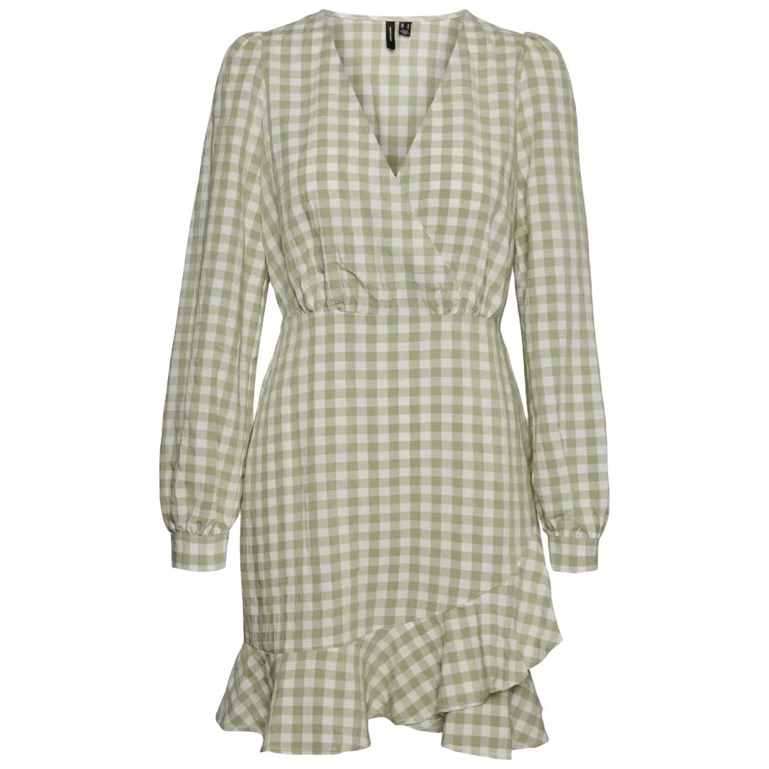 Karma Long Sleeve Gingham Mini Dress | Vero Moda