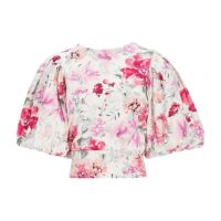 Floral Puff Sleeve Tie Back Top | Express