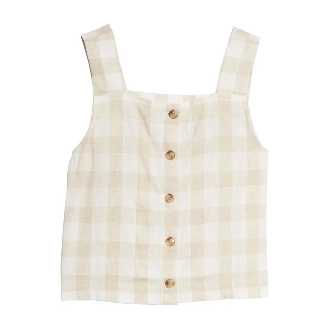 Linen Blend Sunside Button Back Crop Top | Madewell