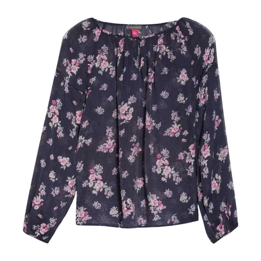 Peaceful Bouquet Keyhole Blouse | Vince