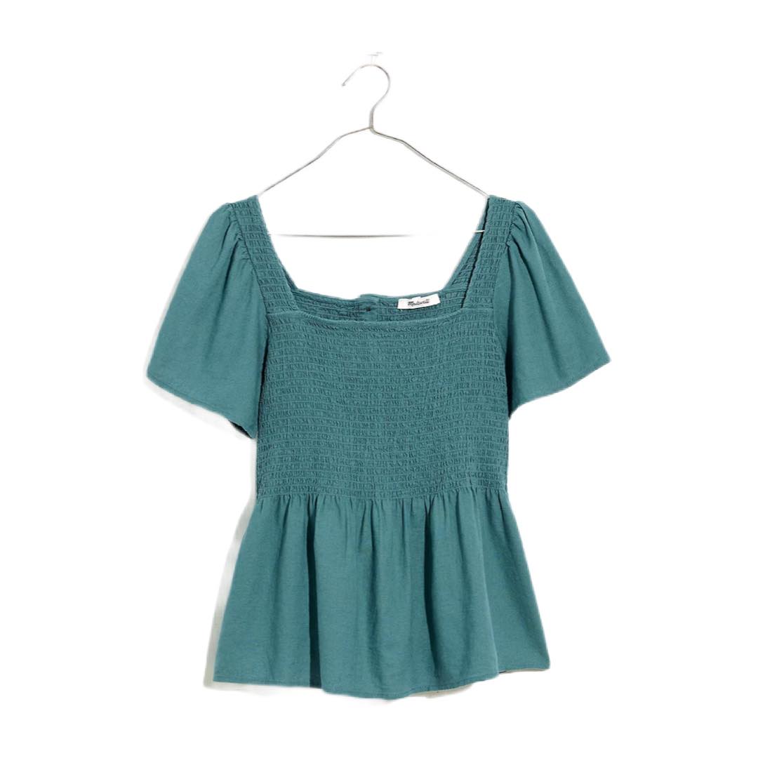 Linen-Blend Kate Smocked Top | Madewell