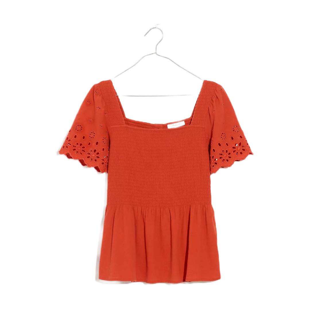 Eyelet-Sleeve Kate Smocked Top | Madewell