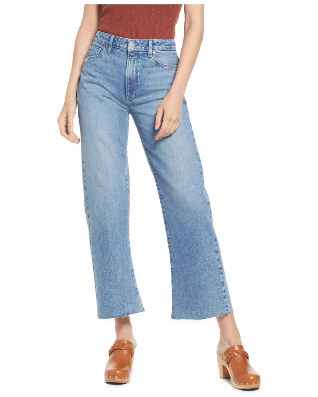 Leenah Raw Hem Wide Leg Jeans | Paige