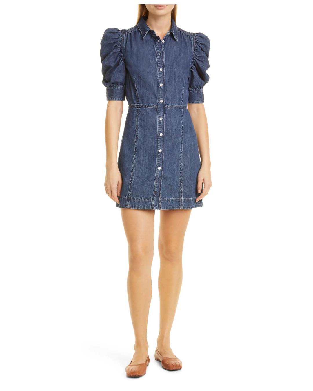 Gillian Puff Sleeve Denim Minidress | Frame 