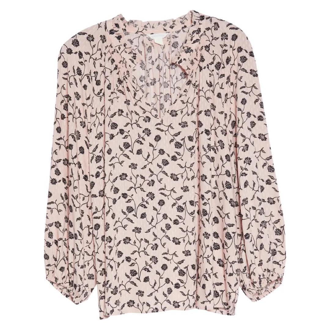 Floral Print Split Neck Shirt | Caslon®