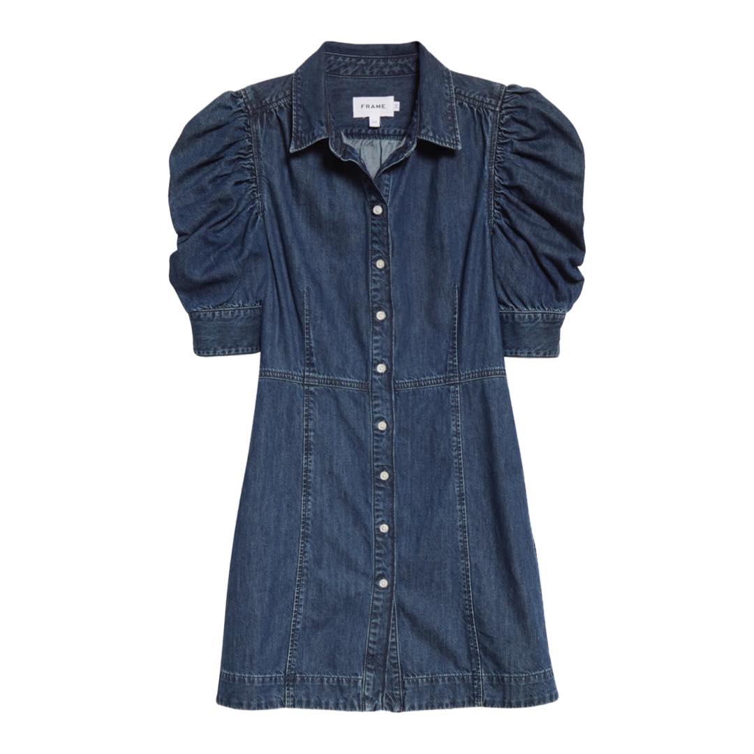 Gillian Puff Sleeve Denim Minidress | Frame 