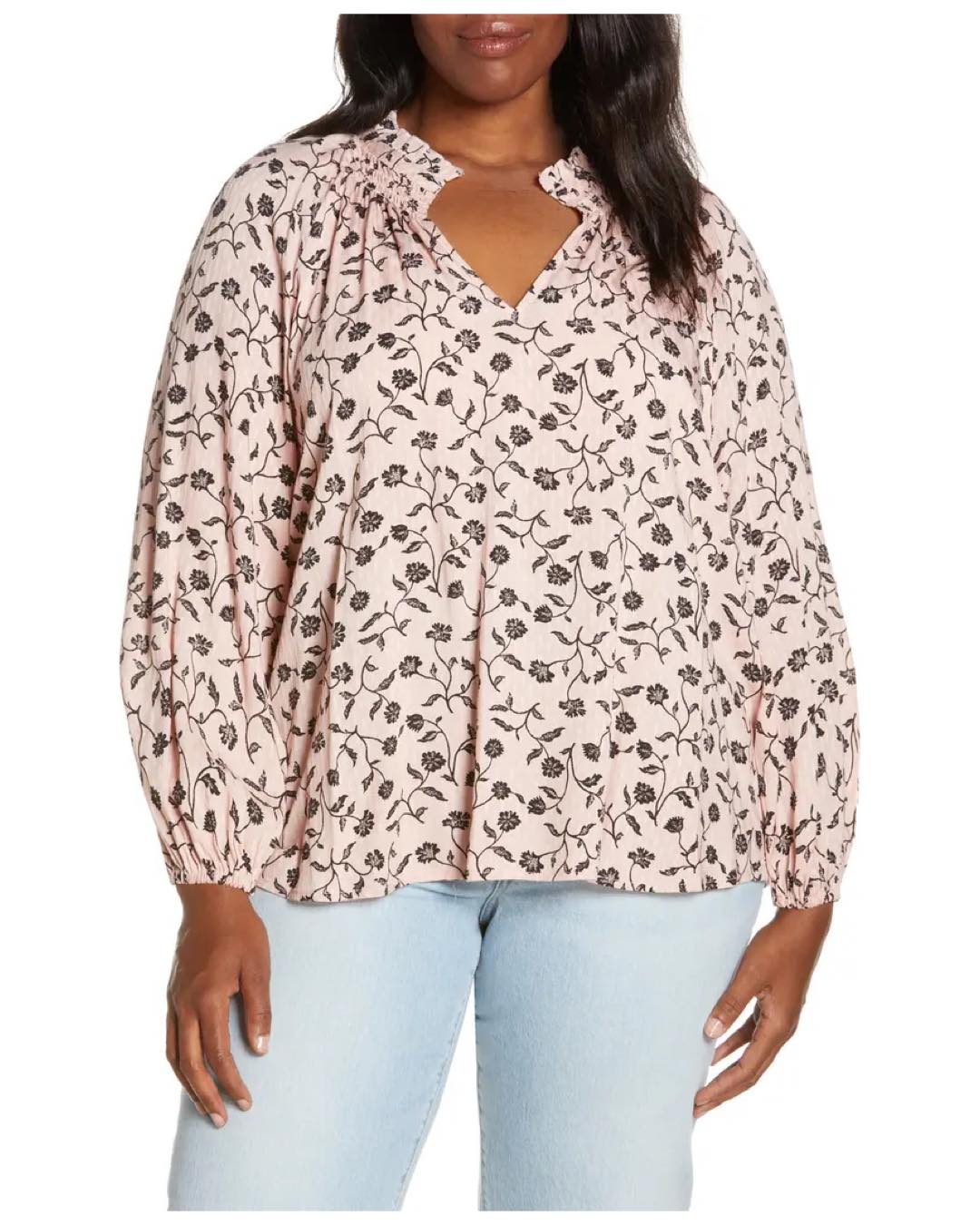 Floral Print Split Neck Shirt | Caslon®