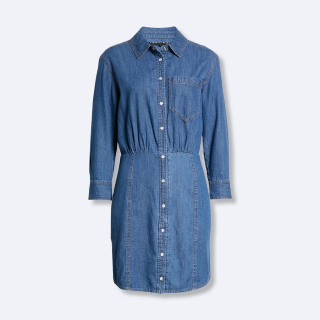 Keston A-Line Cotton Denim Shirtdress | Veronica Beard