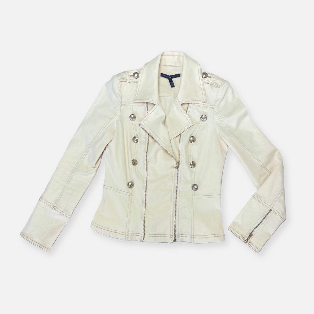 Denim Peplum Motorcycle Jacket by WHBM