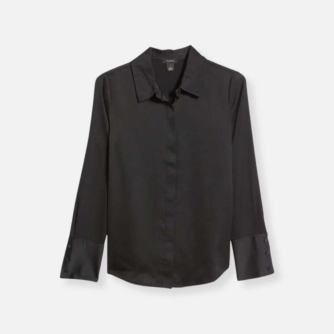 Satin Button-Up Shirt by Halogen