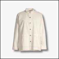 Stand Collar Organic Cotton Shirt Jacket by Eileen Fisher