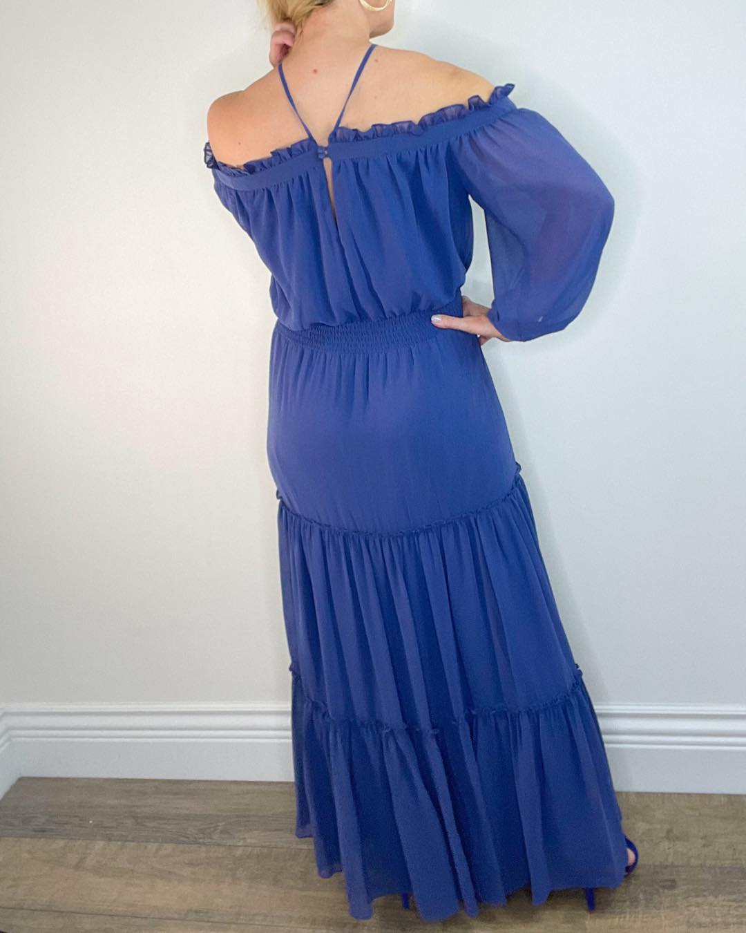 Tiered Off the Shoulder Long Sleeve Maxi Dress by 1.STATE