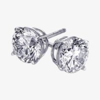 Sterling Silver 4.0 tcw Basket Setting 8MM Clear Round CZ Cubic Zirconia Nickel Free Stud Earrings by Andrea Jewelers