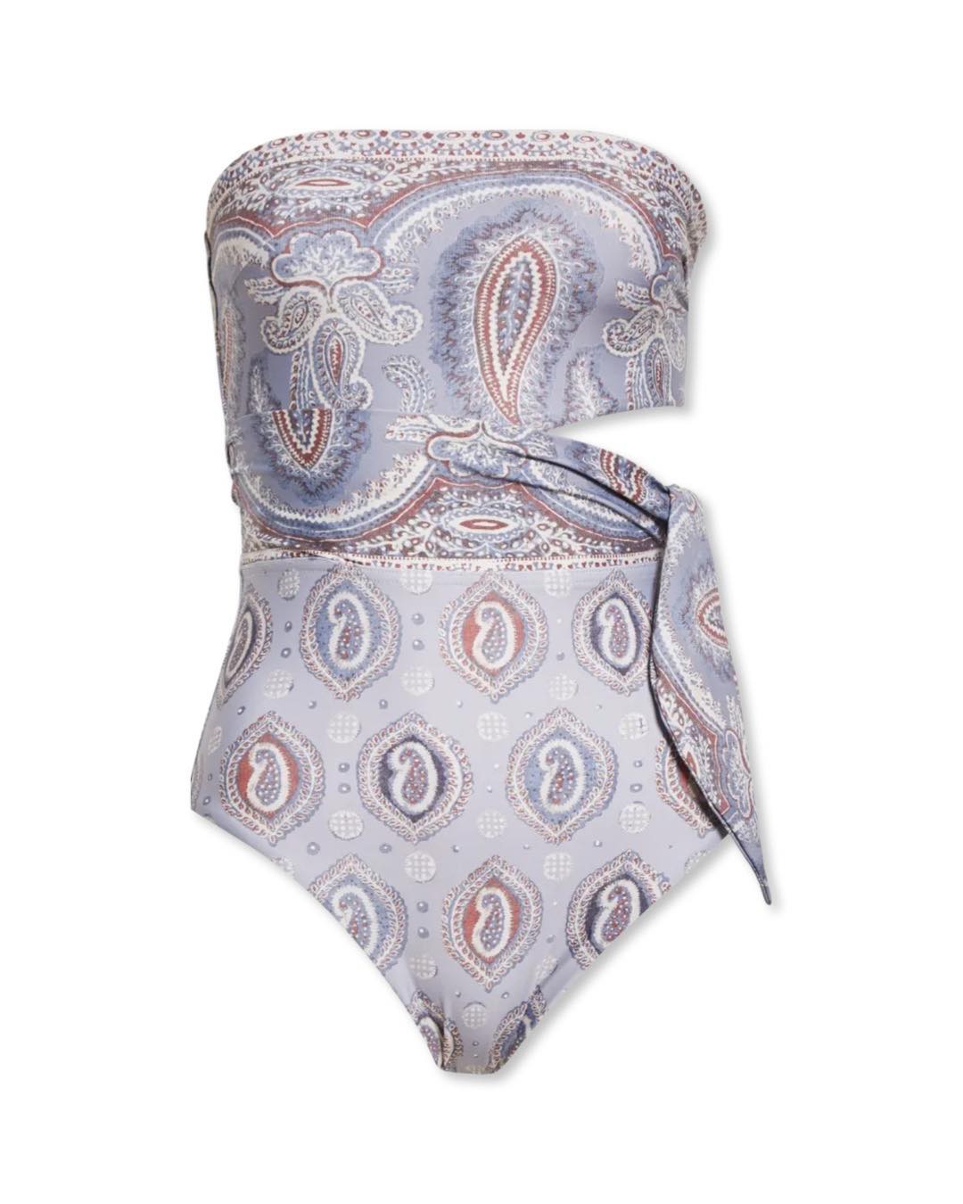 Vitali Paisley Cutout Strapless One-Piece Swimsuit by Zimmermann