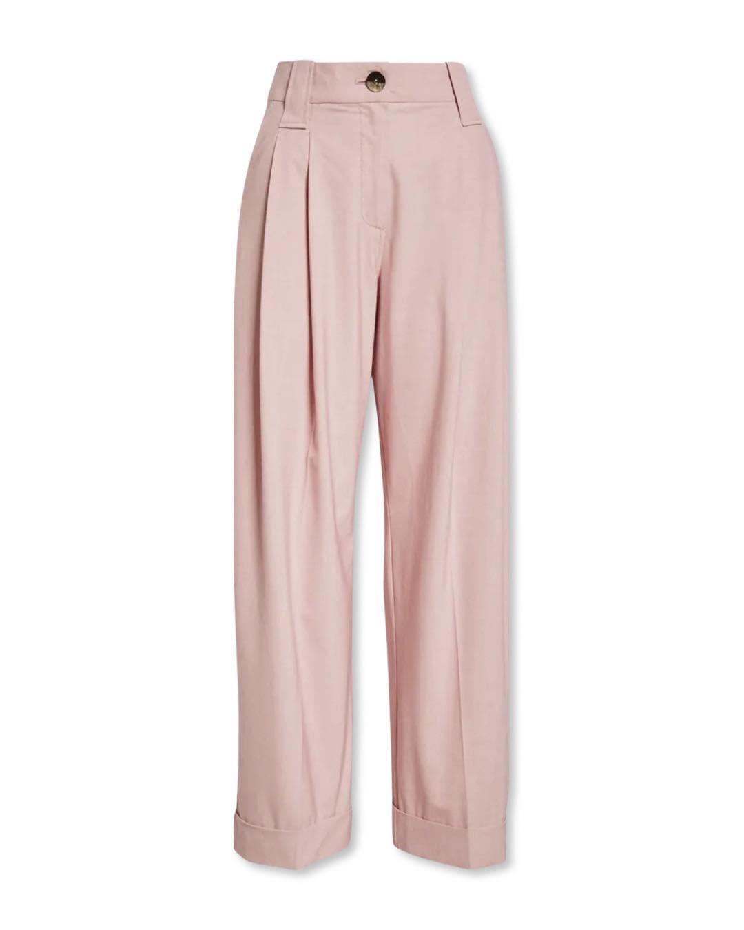 Drapey Pleated Cuff Trousers by Ganni