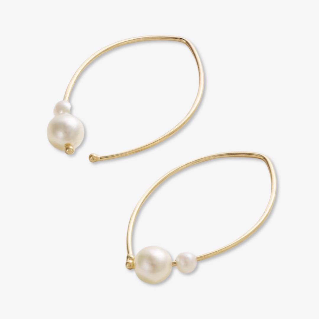 Small 14-karat gold pearl earrings by Mizuki