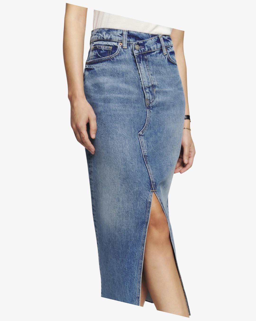 Nila Long Denim Skirt by Reformation