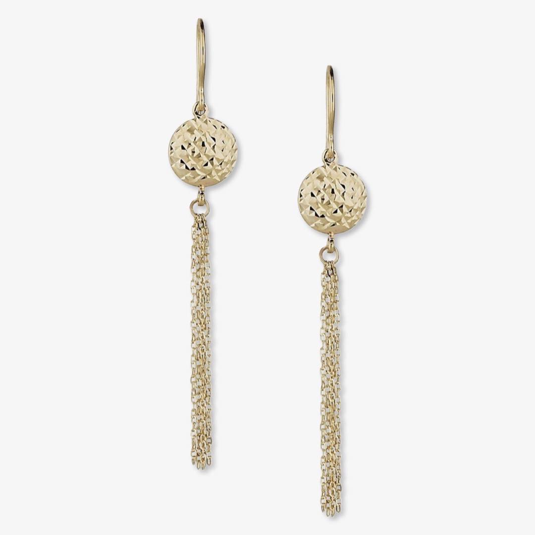 14K Yellow Gold Naples Drop Earrings by Oradina