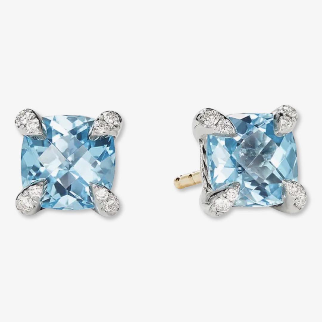 Chatelaine® Stud Earrings with Blue Topaz & Diamonds by David Yurman