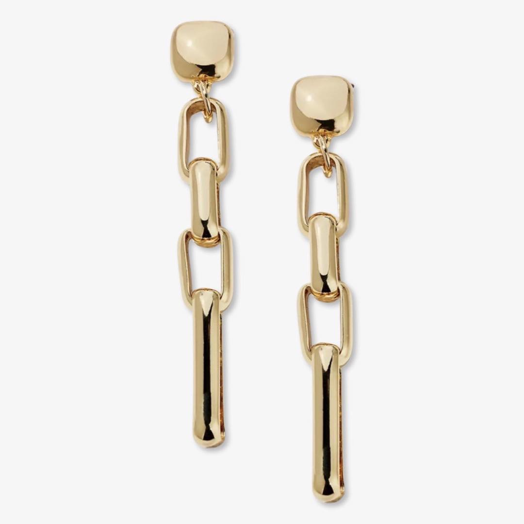 Gold Rectangular Links Earrings by Kenneth Jay Lane