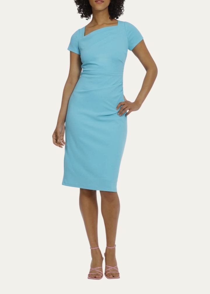 Ruched Cap Sleeve Sheath Dress by Maggy London