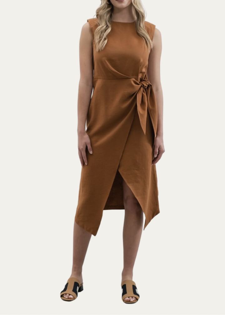 Sleeveless Faux Wrap Sheath Dress by Zoe and Claire