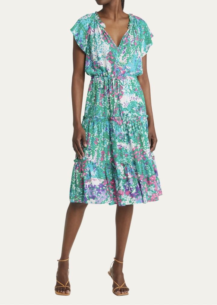 Juni Floral Tie Waist Midi Dress by Rails