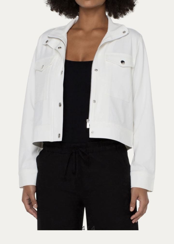 Crop Stretch Sateen Utility Jacket by Liverpool Los Angeles