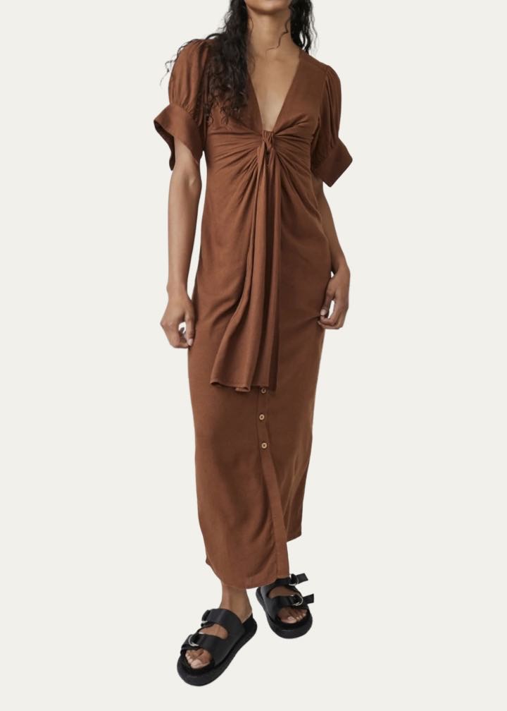 free-est Summer Tie Front Maxi Shirtdress by Free People