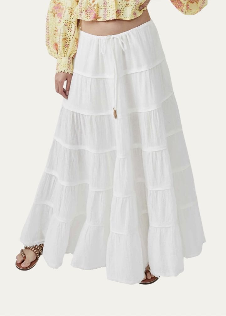 free-est Simply Smitten Tiered Cotton Maxi Skirt by Free People