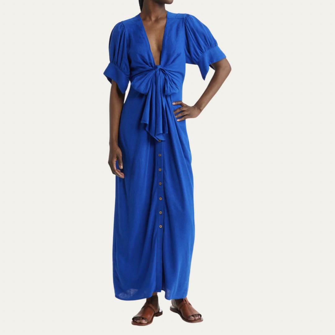 free-est Summer Tie Front Maxi Shirtdress by Free People