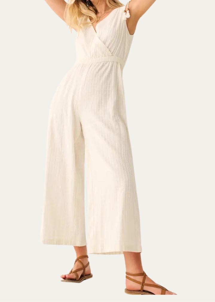 Rowe Windowpane Sleeveless Wide Leg Jumpsuit by Faherty