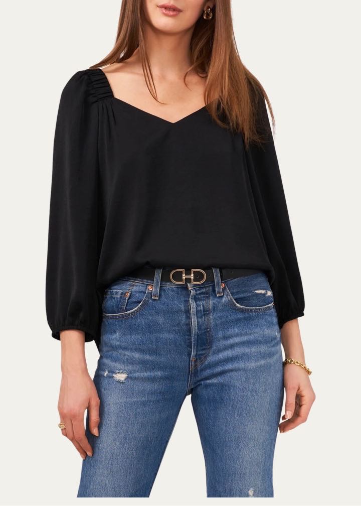 Sweetheart Neck Three-Quarter Sleeve Top by Vince Camuto