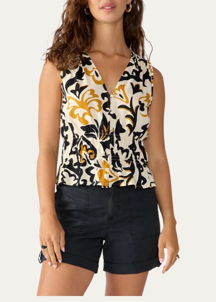 Print Featherweight Shirred Peplum Tank by Sanctuary