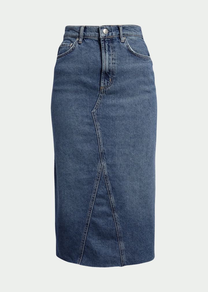 The Highland Nonstretch Denim Midi Skirt by Rails