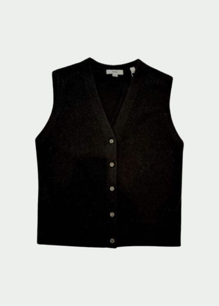 Shrunken Button Wool & Cashmere Blend Vest by Vince