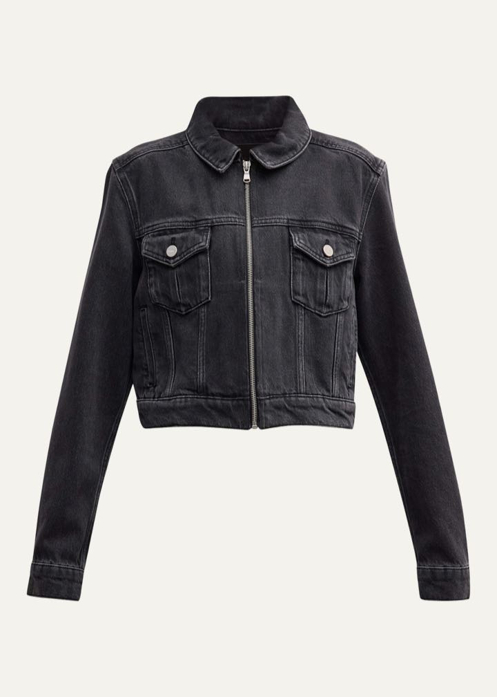 Vivienne Zip Crop Relaxed Fit Denim Jacket by Paige