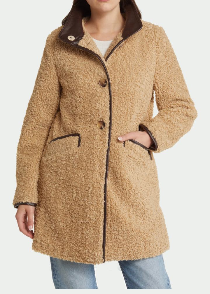 Water Repellent Faux Fur Teddy Coat by Sam Edelman