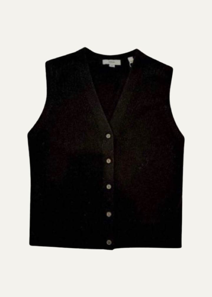 Shrunken Button Wool & Cashmere Blend Vest by Vince