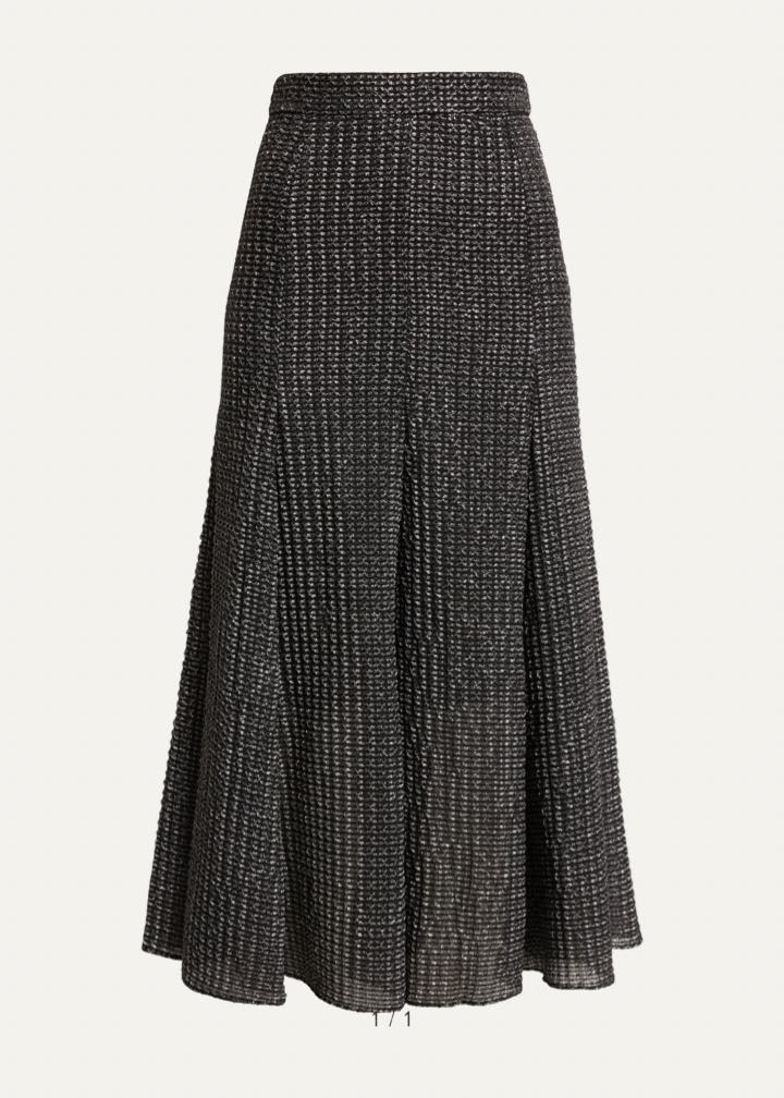 Metallic High Waist A-Line Midi Skirt by Akris Punto