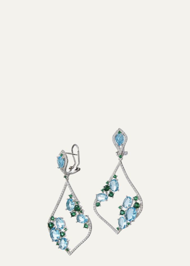 Sterling Silver CZ Cluster Open Drop Earrings by Savvy Cie Jewels